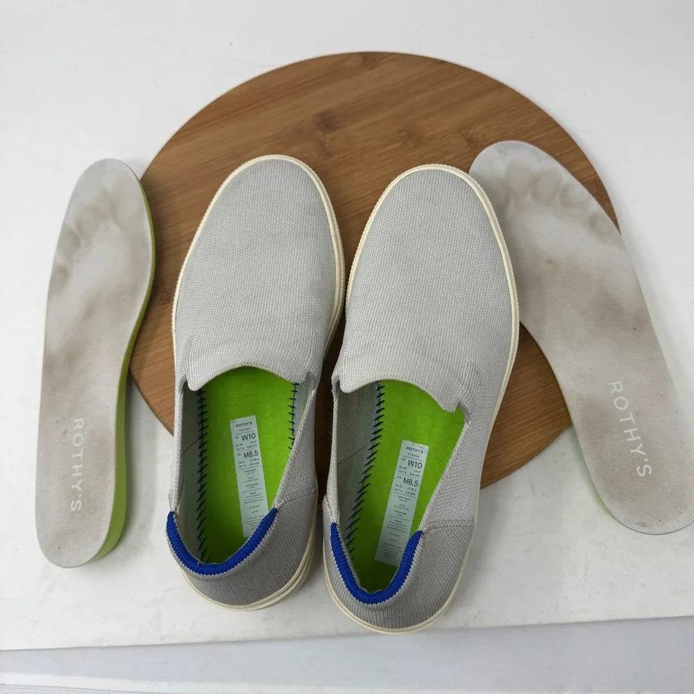 Rothys The Original Slip On Sneaker Knit Grey Travel Casual Comfort Womens 10